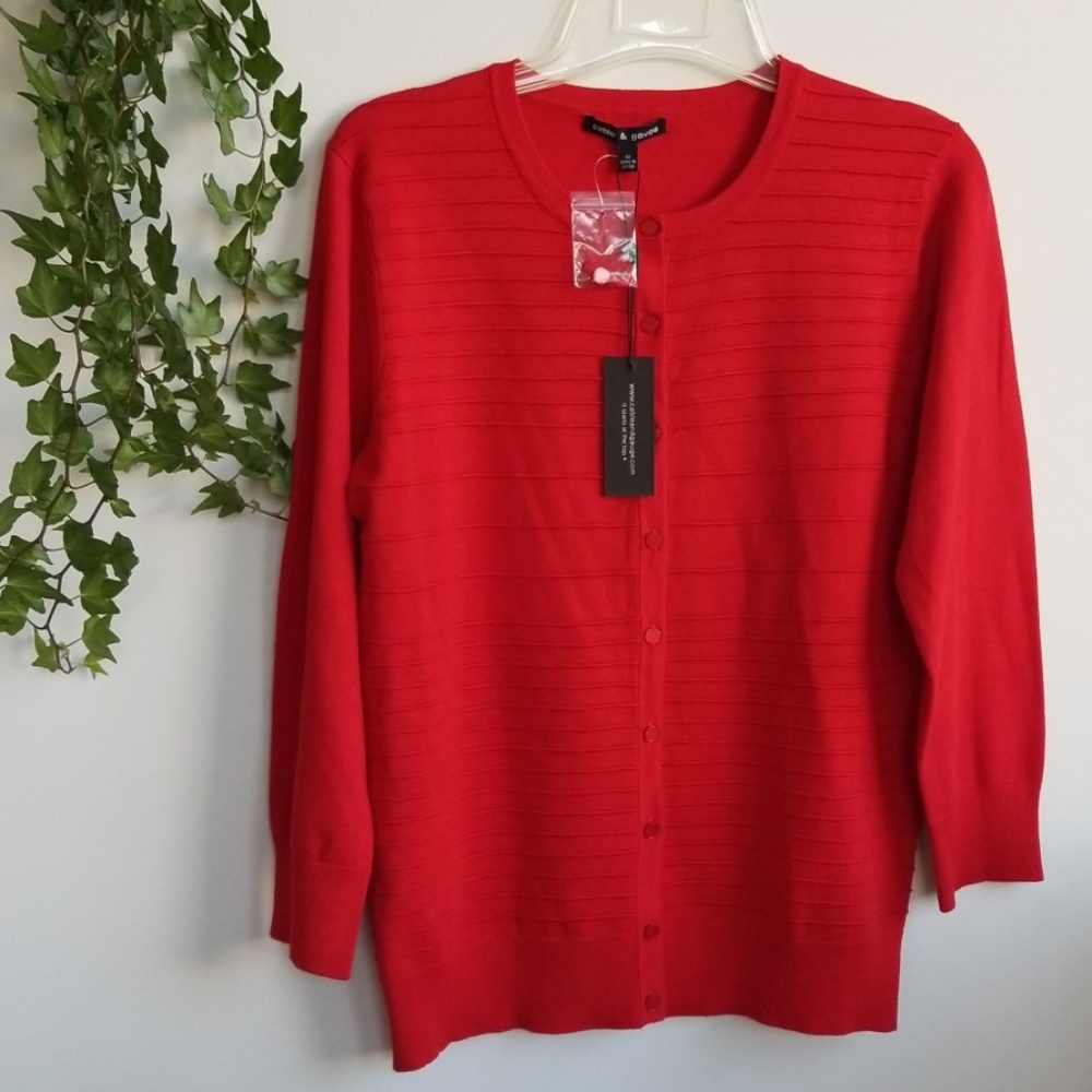 Red cardigan